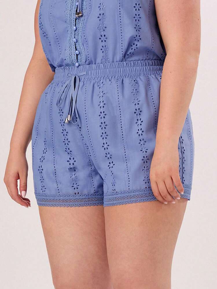 Summer Vacation Countryside Lace Plus Size Women Shorts