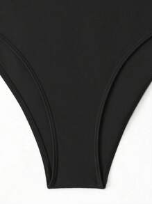 SHEIN Swim 女士露腰连体泳衣，适合游泳、度假和夏季海滩 - 黑色 - 查看 6