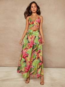 Hauture Bộ áo crop top và chân váy hai mảnh Tropical - Nhiều màu - Xem 7