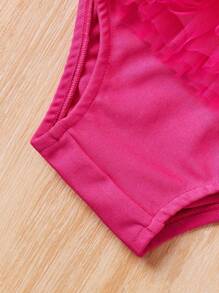 女婴可爱休闲针织弹力纯色撞色网眼开裆吊带背心连体衣，适合夏季