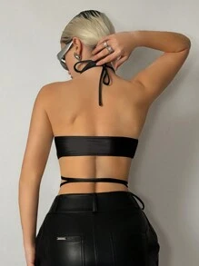 SHEIN ICON 金屬心形中空綁帶連領背心