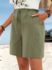EMERY ROSE Short casual estivi donna a tinta unita con orlo in pizzo