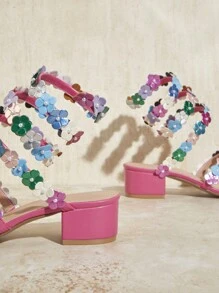 SHUZIA Women Floral Decorated Summer Versatile High Heel Sandals
