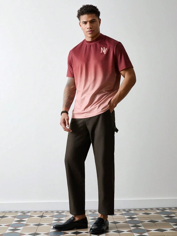 Men Slim Fit Brown Twill Cargo Pants With Narrow Leg Opening