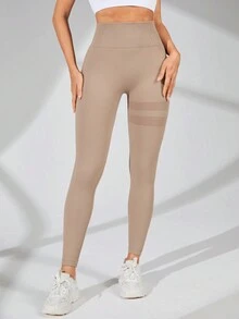 Easithlete Thể Thao Nữ Quần Tập Yoga Kaki Cao Cấp Tập Kiểm Soát Bụng Tập Yoga Nâng Mông Co Giãn Quần Legging - Màu Khaki - Xem 4