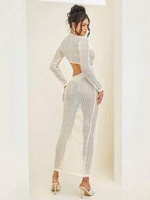 Hauture Twist Cut Out Textured Knit Long Dress