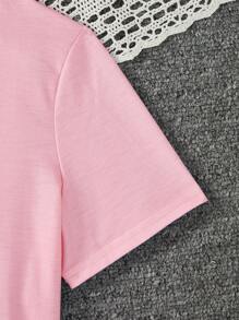 SHEIN Conjunto de 3 peças Para Menina Adolescente, Camiseta Casual de Manga Curta, Calça Comprida e Macacão de Pijama Retardante de Chamas Fofos