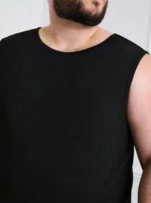 Manfinity Homme Men Plus Size Summer Casual Solid Color Tank Top And Shorts Set - Black - View 5