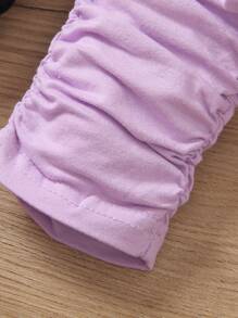 SHEIN Young Girl Solid Color Simple Daily Pants With Pleated Design - Purple - View 6
