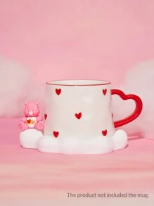 SHEIN X Care Bears 1 件休闲可爱卡通熊硅胶杯垫（不含杯子）、Love-A-Lot 熊、礼物 - 白色 - 查看 8