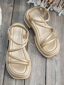 Women's Platform Wedge Sandals, Summer New Thick Sole Beach Shoes Roman Slippers, Versatile,Travel Essential - Gold - View 4
