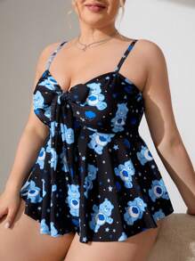 SHEIN X Care Bears Plus Size Nữ In Gấu Dệt Kim Cami Đầm Quần Đồ Bơi - Nhiều màu - Xem 4
