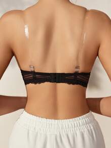 Braguita de encaje para mujeres, sin tirantes y con alambre, en una sola pieza - Negro - Ver 2