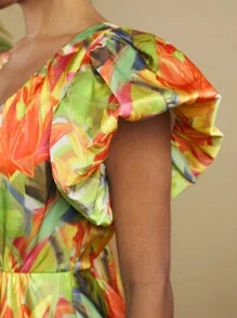 Travachic 夏日假期用熱帶花紋荷邊迷你裙 - 彩色 - 查看 3