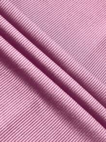 Olithes Women Summer Solid Color Square Neck Short Sleeve Bodysuit With Waist Belted Wide Leg Pants Loose Casual 2 Pieces Set - Pink - View 3