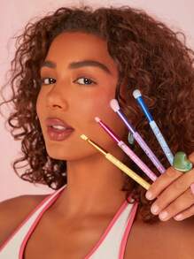 SHEIN X Care Bears 4pcs/Set Heart Shaped Eye Makeup Brush Set, Cheer Bear, Funshine Bear, Bear, Share Bear