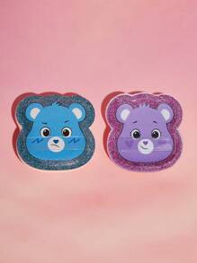 SHEIN X Care Bears 2pcs Heart Teddy Bear Pattern Makeup Sponge Set - Multicolor - View 5