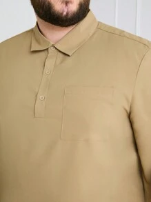 Manfinity Homme Men Plus Size Summer Casual Solid Color Short-Sleeve Shirt And Shorts Set