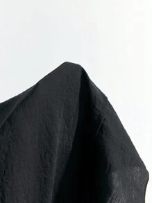 Maija 黑色法式風格女式休閒純色前扣紮結長袖襯衫 - 黑色 - 查看 10