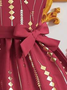 Vestito da festa con scollo a V e stampa in foglia d\"oro per bimba