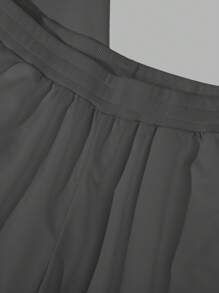 Manfinity Homme Men Summer Casual Solid Loose Short Sleeve Tee & Drawstring Waist Shorts - Dark Grey - View 4