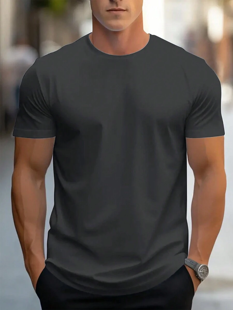 Men's Solid Color Simple Casual Short Sleeve T-Shirt