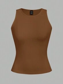SHEIN EZwear 2 piezas Camiseta ajustada casual y sexy de cuello redondo para mujer, adecuada para el verano