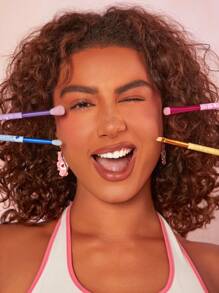 SHEIN X Care Bears 4pcs/Set Heart Shaped Eye Makeup Brush Set, Cheer Bear, Funshine Bear, Bear, Share Bear