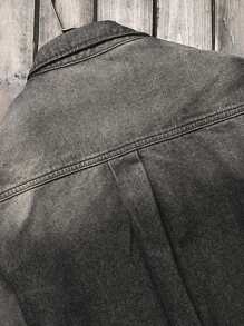 Manfinity LEGND Men Spring And Summer Gradient Color Long Sleeve Loose Casual Denim Shirt - Black - View 8