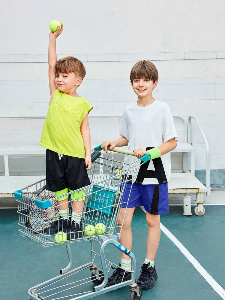 Tween Boy Loose Casual Round Neck Printed Short Sleeve T-Shirt And Shorts Set