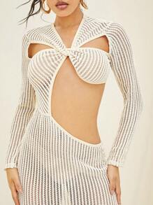 Hauture Twist Cut Out Textured Knit Long Dress