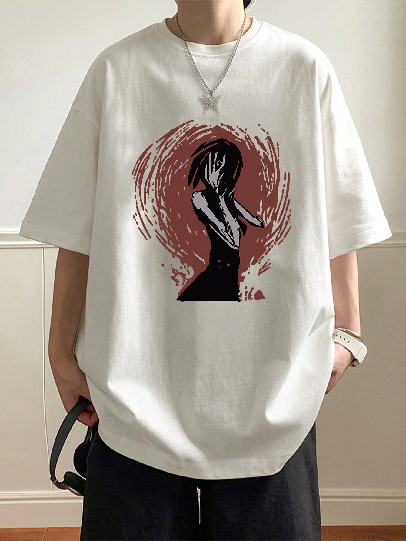 Men's Short Sleeve Crew Neck T-Shirt With Character Print