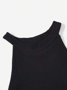 SHEIN Essnce Bộ đồ hai mảnh màu trơn cho nữ gồm áo yếm và quần short, phù hợp cho mùa hè - màu nâu - Xem 4