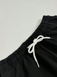 Spring Summer Men Drawstring Waist Cuffed Loose Fit Casual Jogger Pants