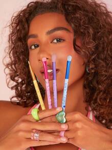 SHEIN X Care Bears 4pcs/Set Heart Shaped Eye Makeup Brush Set, Cheer Bear, Funshine Bear, Bear, Share Bear