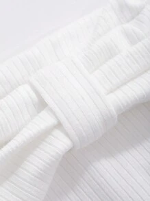 DAZY Áo thun nữ trơn tay ngắn bất đối xứng, áo trễ vai, áo đi chơi - trắng - Xem 9