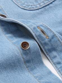 Manfinity Homme Áo sơ mi denim dài tay giản dị dành cho nam giới để mặc hàng ngày - Rửa trung bình - Xem 7