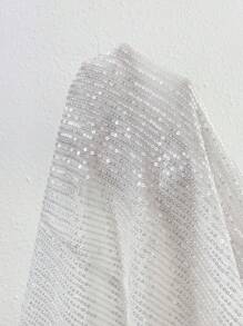 SHEIN Privé 女性夏季音樂節純色亮片寬鬆背心上衣 - 白色 - 查看 6