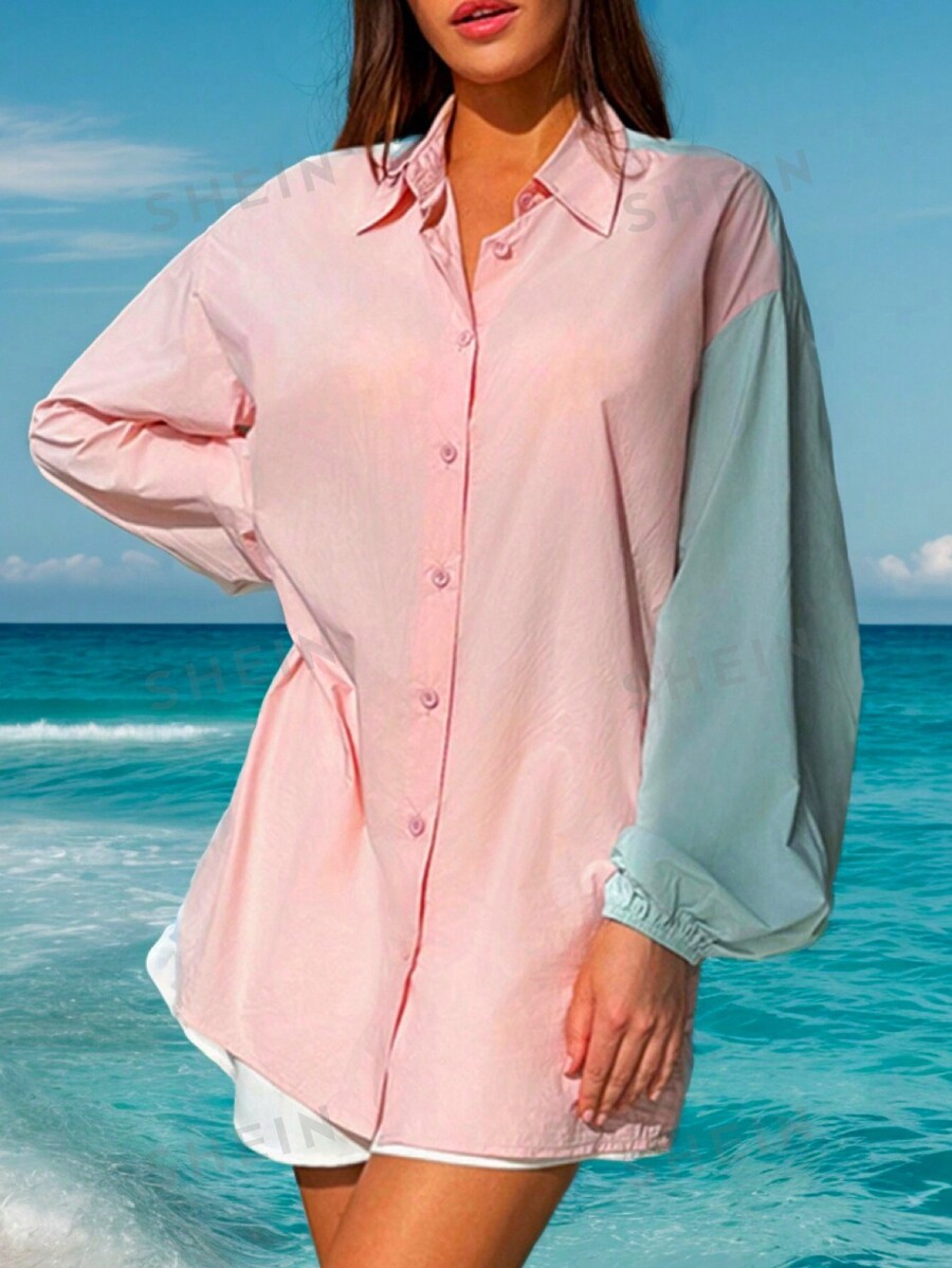 SHEIN VCAY Sun Protection And UV Protection Women Blouses For Spring