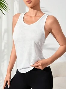 Easithlete 女性純色簡約日常運動T恤 - 白色 - 查看 4