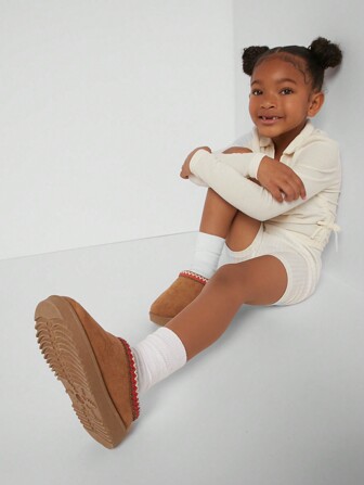 Mini mi Kid's Bestseller Chestnut Suede Slipper Clog - Super Comfy,Sweet,Versatile,Cozy,Perfect For All-Day Lounging.