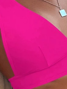 SHEIN Swim Solid Color Two-Piece Bikini Set For Beach Vacation, Summer Beach