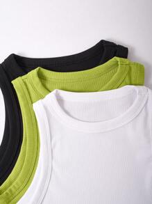 SHEIN Unity Women Solid Color Simple And Versatile Spring/Summer Tank Top - Multicolor - View 5