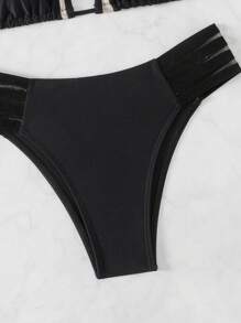 SHEIN Swim Conjunto de bikini con empalme de malla para vacaciones de verano en la playa