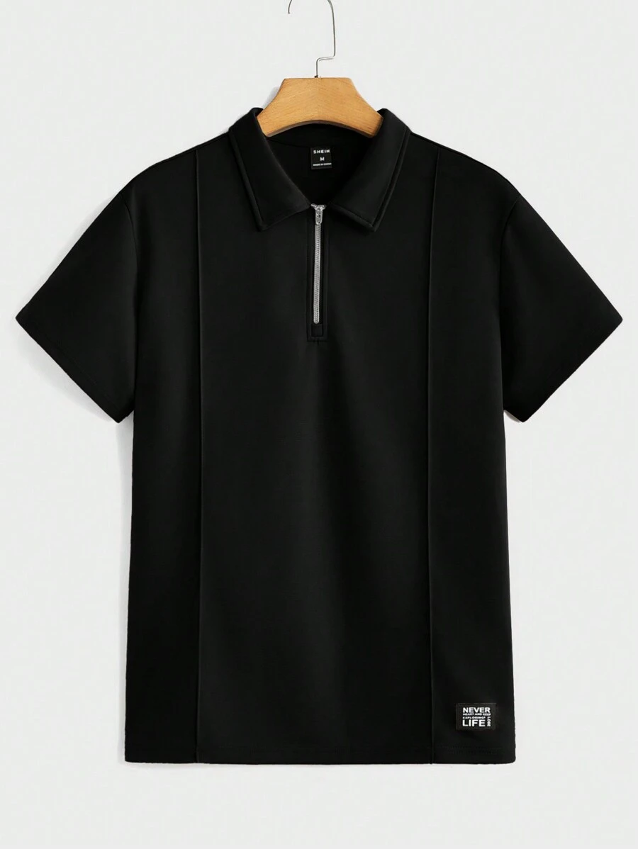 HIMLAND Men Summer Solid Short Sleeve Casual Commuting Polo Shirt