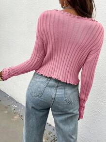 Chiquease Áo cardigan dài tay có dây buộc màu trơn đơn giản mùa xuân - Màu Hồng baby - Xem 2