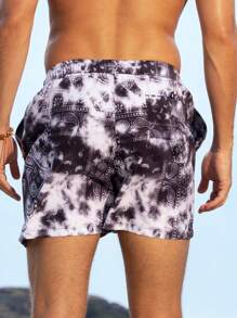 Manfinity Men Casual Beach Shorts With PPaisley Print, Elastic Drawstring Waist And Loose Fit