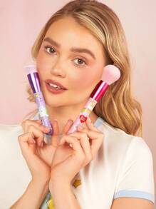 SHEIN X Care Bears 2pcs/Set Heart-Shaped Bear Pattern Foundation Brush,Cheer Bear,Share Bear - Multicolor - View 2