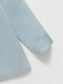 Young Boy Fashionable Simple Long Sleeve Denim Jacket - Blue - View 4