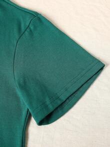 男孩休閒字母印花短袖圓領套頭衫和純色短褲針織兩件套裝 - 彩色 - 查看 7